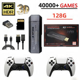 X2 Retro Game Stick,Plug and Play Video Game Stick with 40,000 Games,128G Retro Arcade Game Emulator Handheld Game Console 4K with Dual 2.4G Controllers