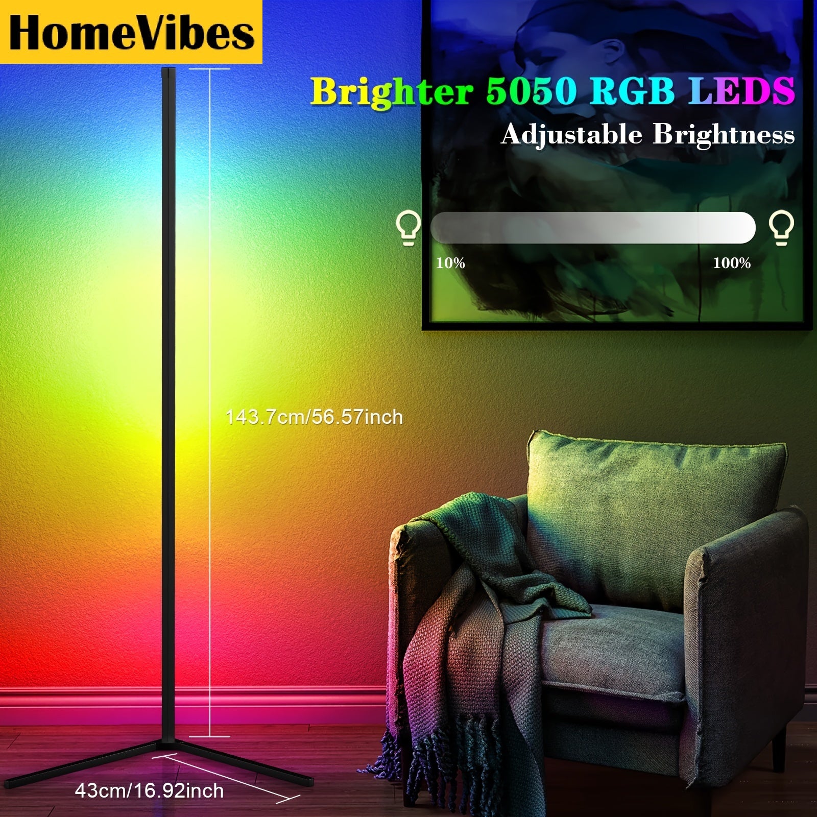 Minimalist RGB Color-Changing Corner Lamp