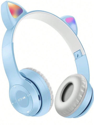 Headset With Cat Ear Bluetooth Headset, Wireless Rechargeable LED Headphone, High Stereo Sound Quality