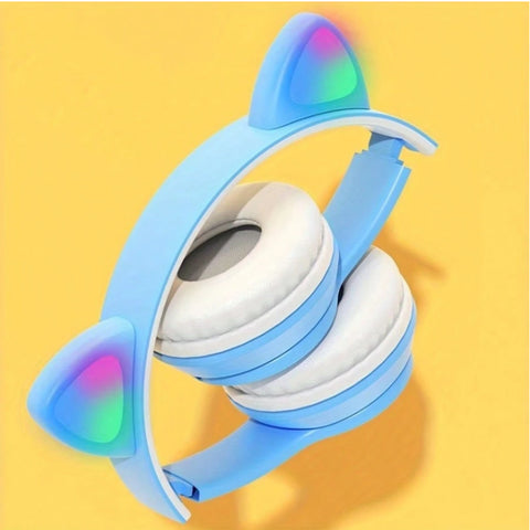 Headset With Cat Ear Bluetooth Headset, Wireless Rechargeable LED Headphone, High Stereo Sound Quality