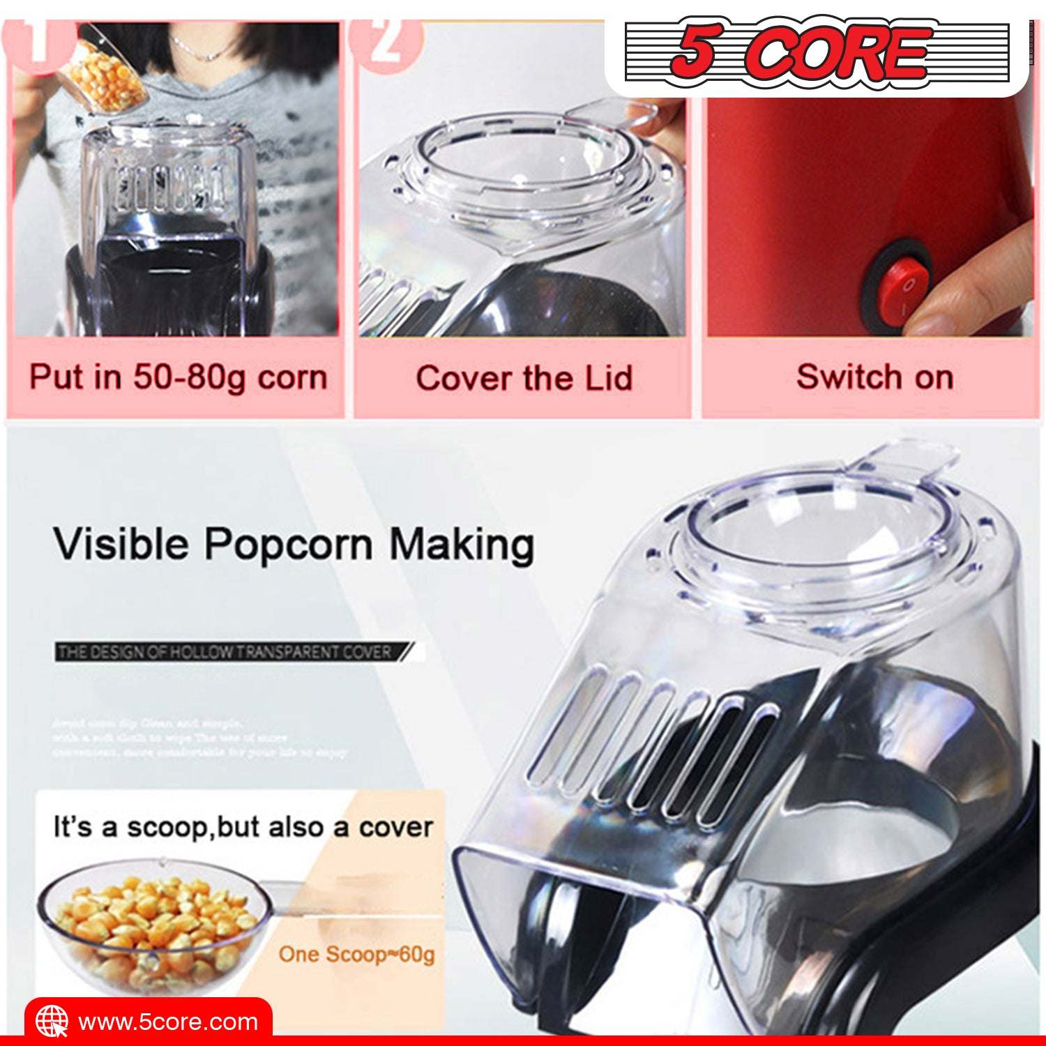 5 Core Mini Portable  Popcorn Machine For Home Movie Party