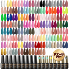 100 Pcs Gel Nail Polish Set-Long Lasting 92 Colors , With 8 Bottle Of Base Top Coat Gel Polish Set