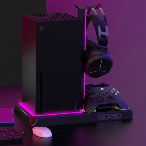 Vertical Charging Stand with Cooling Fan for Xbox Series X/S, Cooling Station Dock with 12 Games Storage Organizer, Dual Controller Charger Station & Headphone Holder with 2 X 1400 mAh Battery Packs