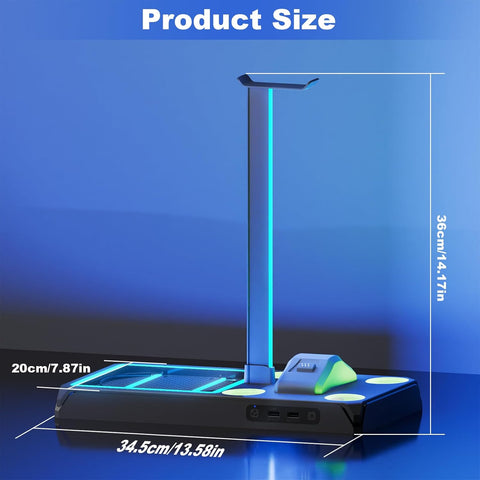 Vertical Charging Stand with Cooling Fan for Xbox Series X/S, Cooling Station Dock with 12 Games Storage Organizer, Dual Controller Charger Station & Headphone Holder with 2 X 1400 mAh Battery Packs
