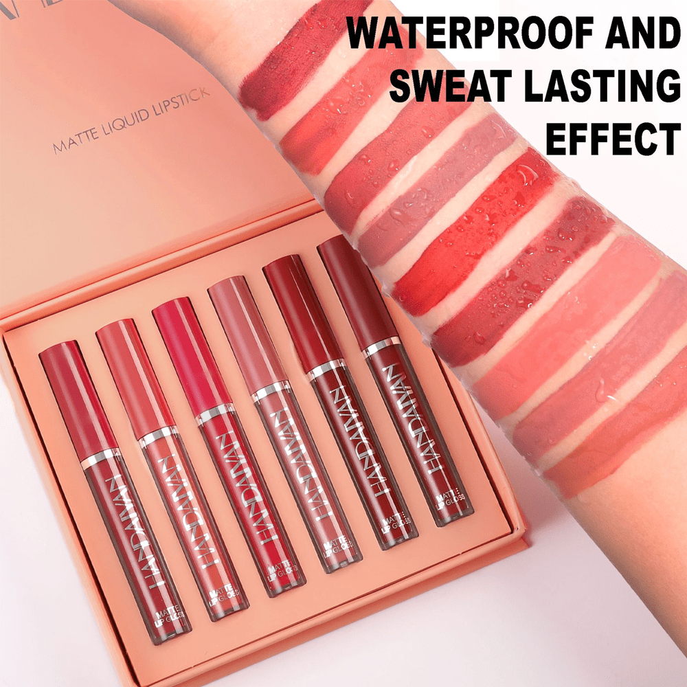 6pcs Velvet Matte Liquid Lipstick Set, Waterproof & Long-Lasting, Ideal Gift for Valentine's Day, Christmas