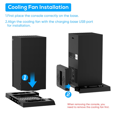 Upgraded Vertical Cooling Stand for Xbox Series X with Controller Charger Station Dock, Dual Suction Cooler Fan System Stand Accessories with 8 Game Storage Organizer, Headset Hanger