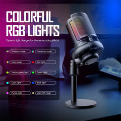 Noise Cancellation Gaming Microphone for PC,  Condenser Mic with RGB Lights