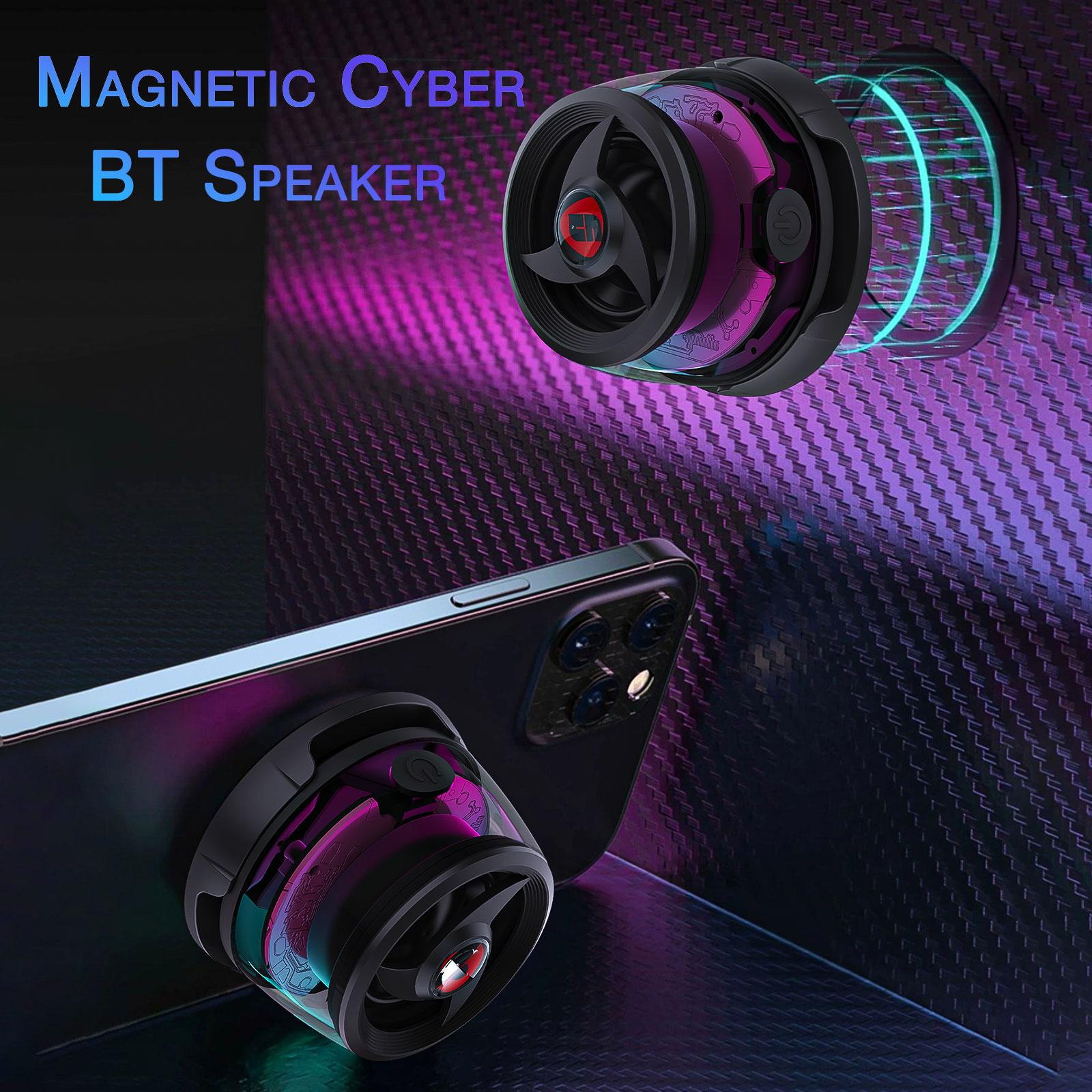 Magnetic Cyber Bluetooth Speaker Compact & Portable RGB Lights HiFi Sound with Deep Bass